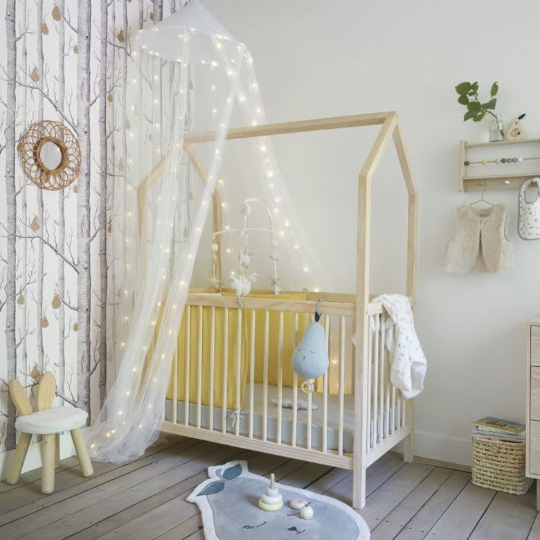 Ciel de lit bebe avec support - Ciel de lit bébé - ID Mômes