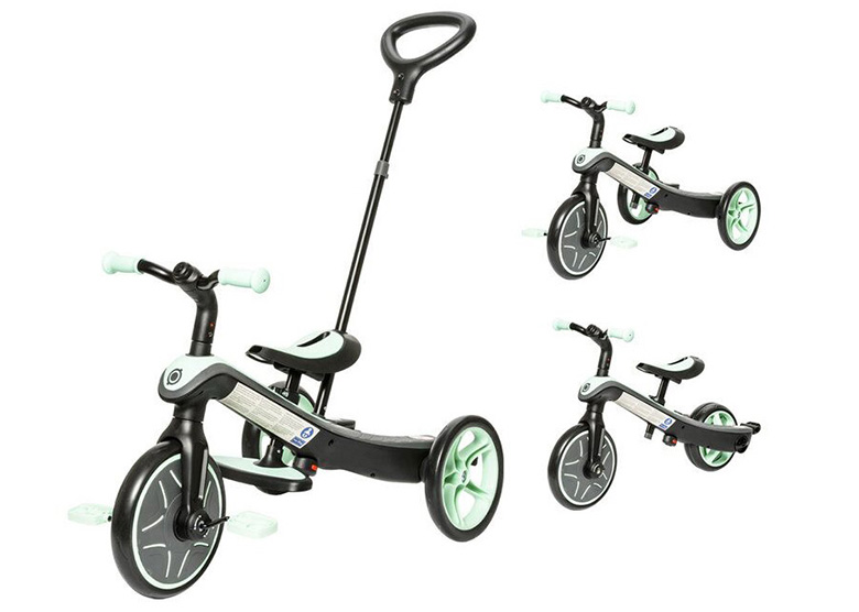 Tricycle Evolutif pour Enfant 6 en 1 Siège Twist 360°avec Housse de Pluie  pour Bébé de 12 à 50 Mois Noir et Gris - Costway